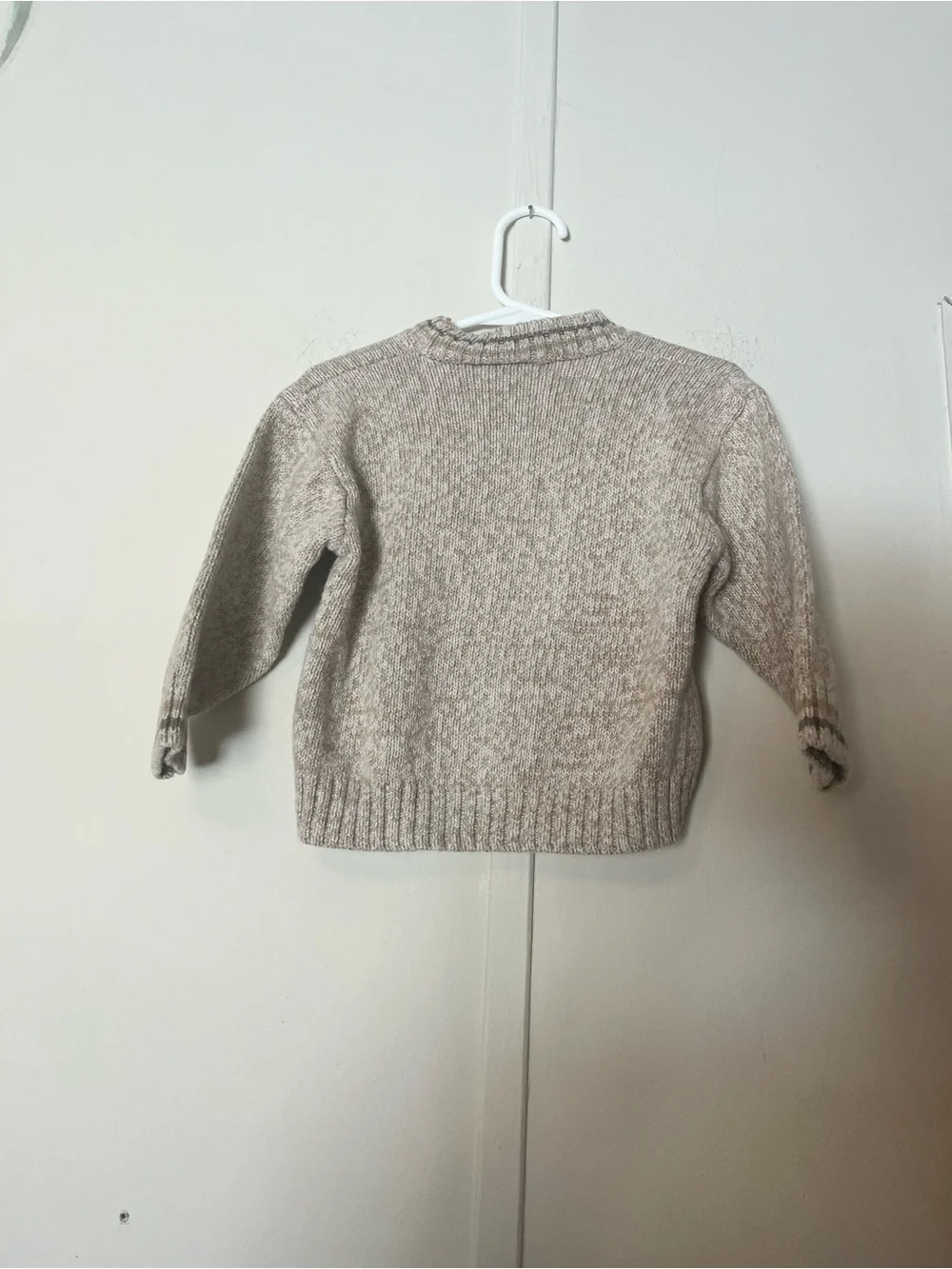 Vintage Oshkosh B'gosh Heather Beige Knit Sweater with Patch Helicopter Pilot